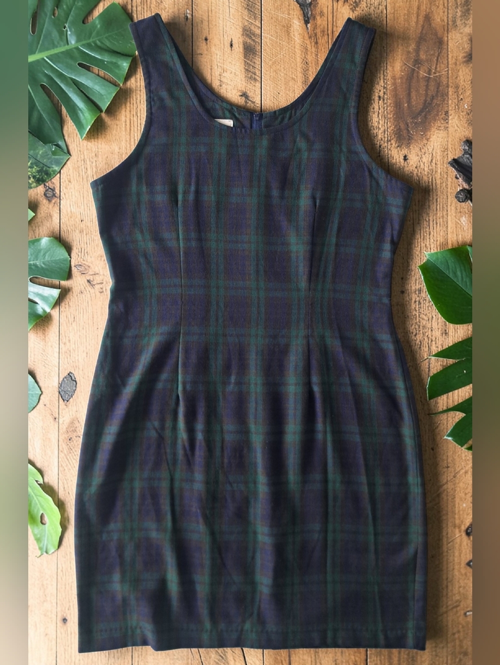 Vintage 1970's Greenwich Village Plaid Mini Dress In Black, Green and Blue